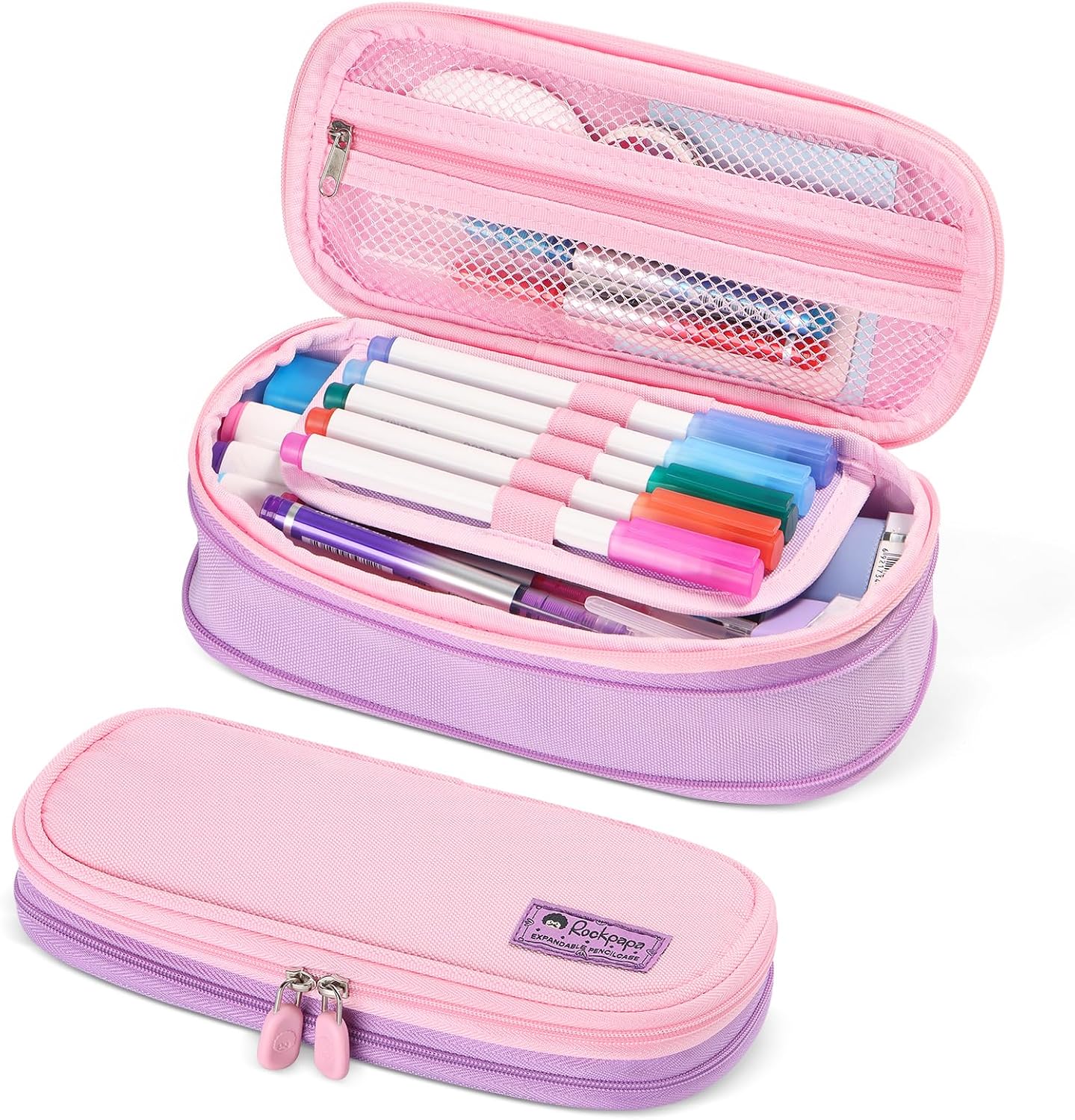 rockpapa Cute Unicorn Pencil Box Case with Compartments & Zipper for Kids