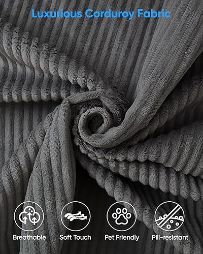 Miniatura 6 de Sofá modular de 76 pulgadas con otomana de almacenamiento, sofá convertible de pana en forma de L, sofás modernos de 3 plazas para sala de estar,