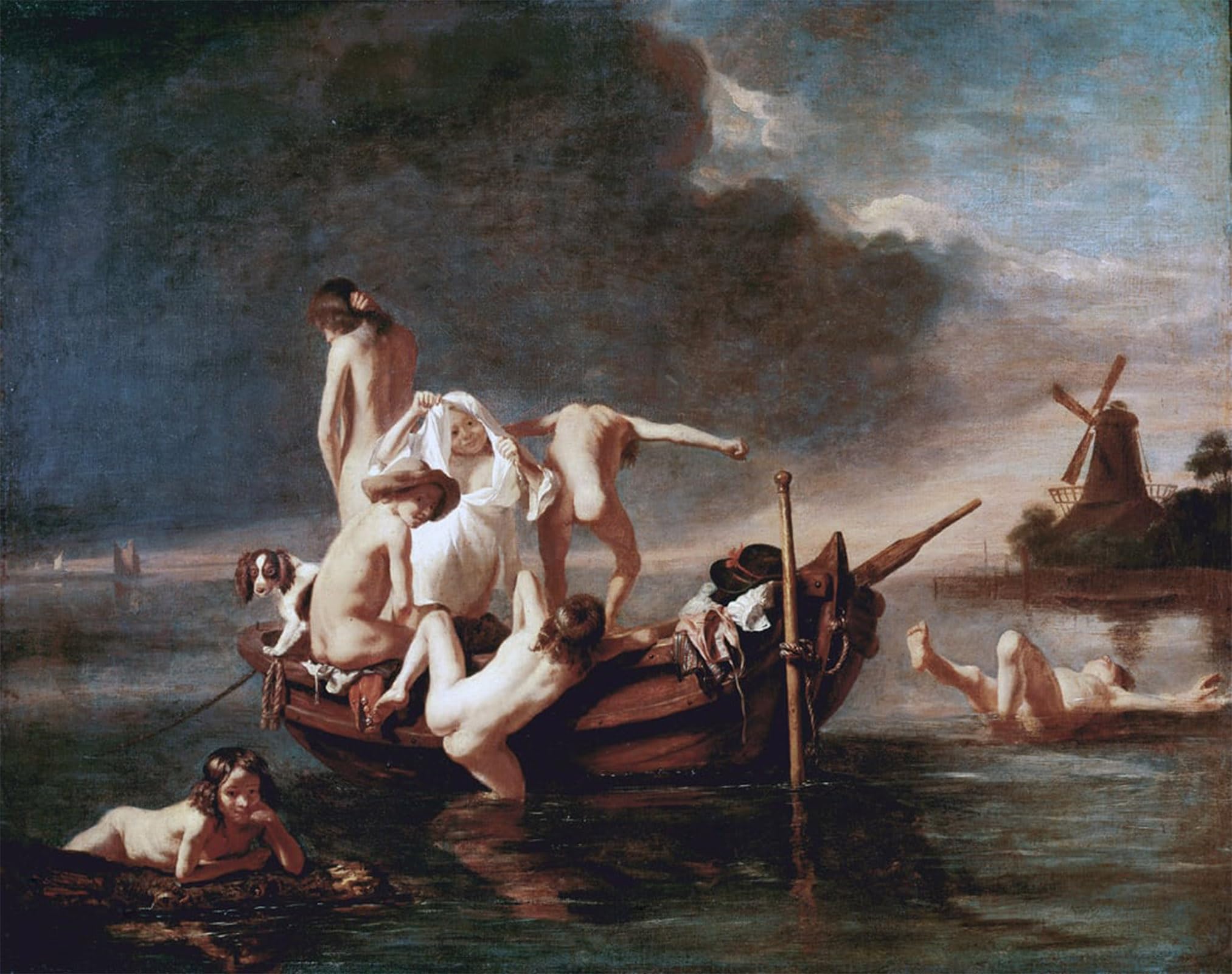 ARTXLXXBN Famous Painting Canvas Artwork Graffiti Print Bathing by Nicolaes Maes Portrait Canvas Image for Home Decor 60x90cm