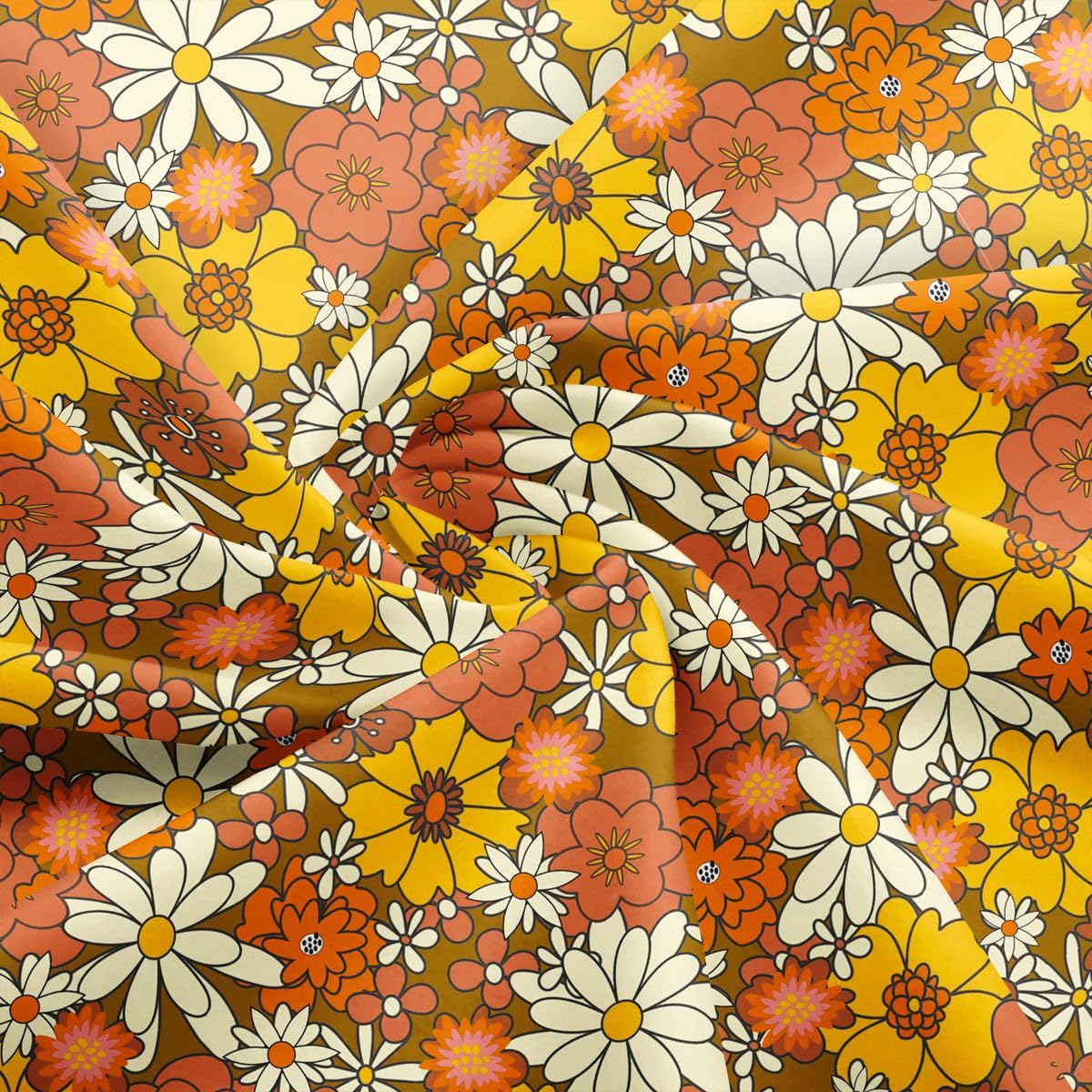 Amazon.com: 70s Groovy Flower Waterproof Fabric by The Yard