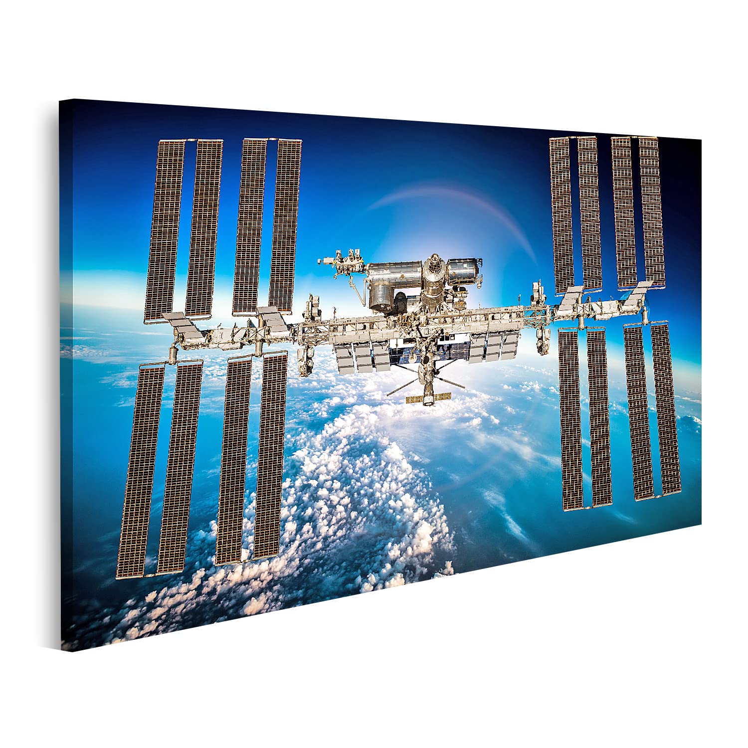 islandburner Tableau sur Toile Planète Terre Saturne et Jupiter dans Un Nuage Cosmique Cadre Affiche Poster Murale Tableaux