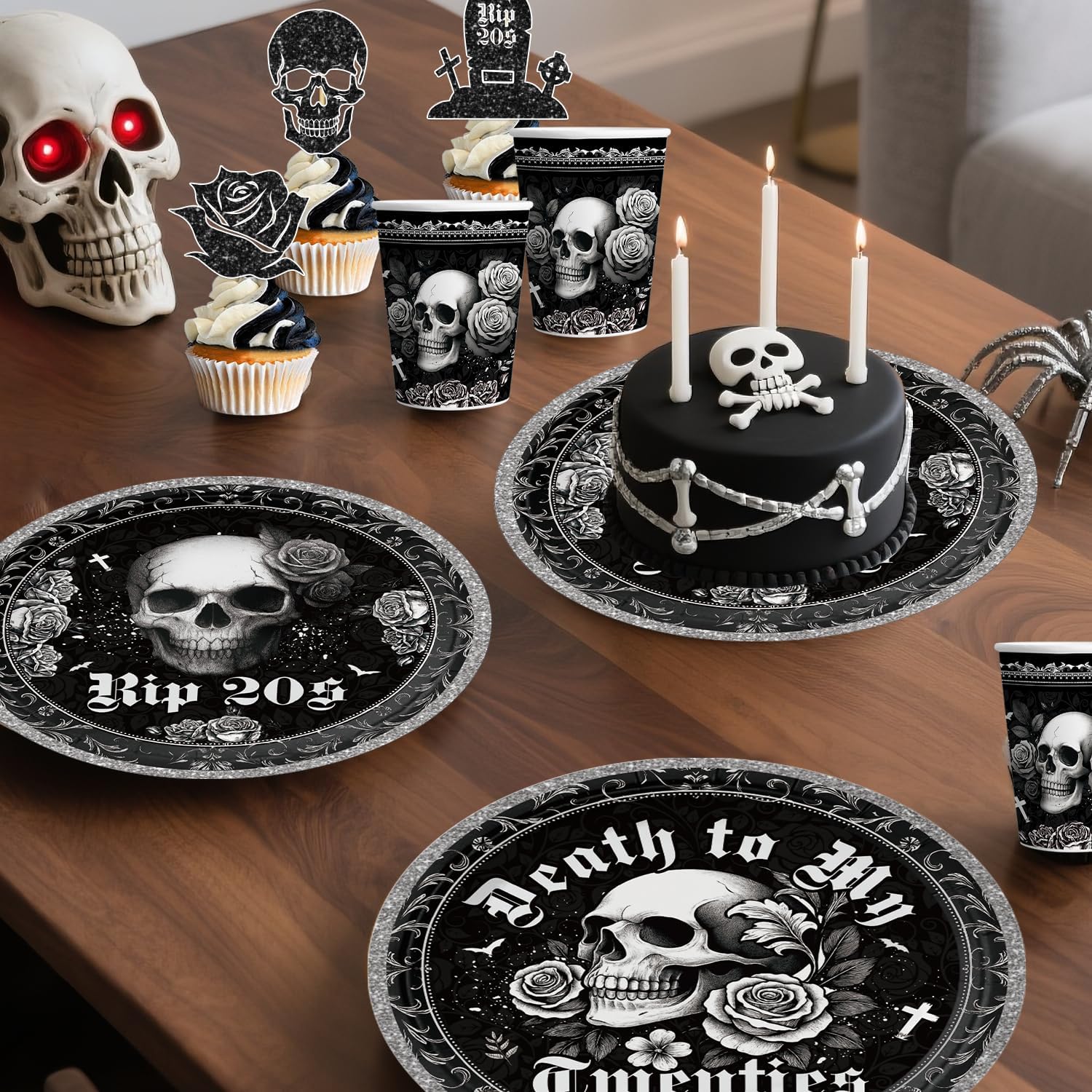 245pcs Death to My 20s Decorations, Rip to My 20s Birthday Decorations, All-in-one Set with Balloon arch Cake Topper Tableware Balloon Box Backdrop Sash, for 30th Birthday Decor - Image 5