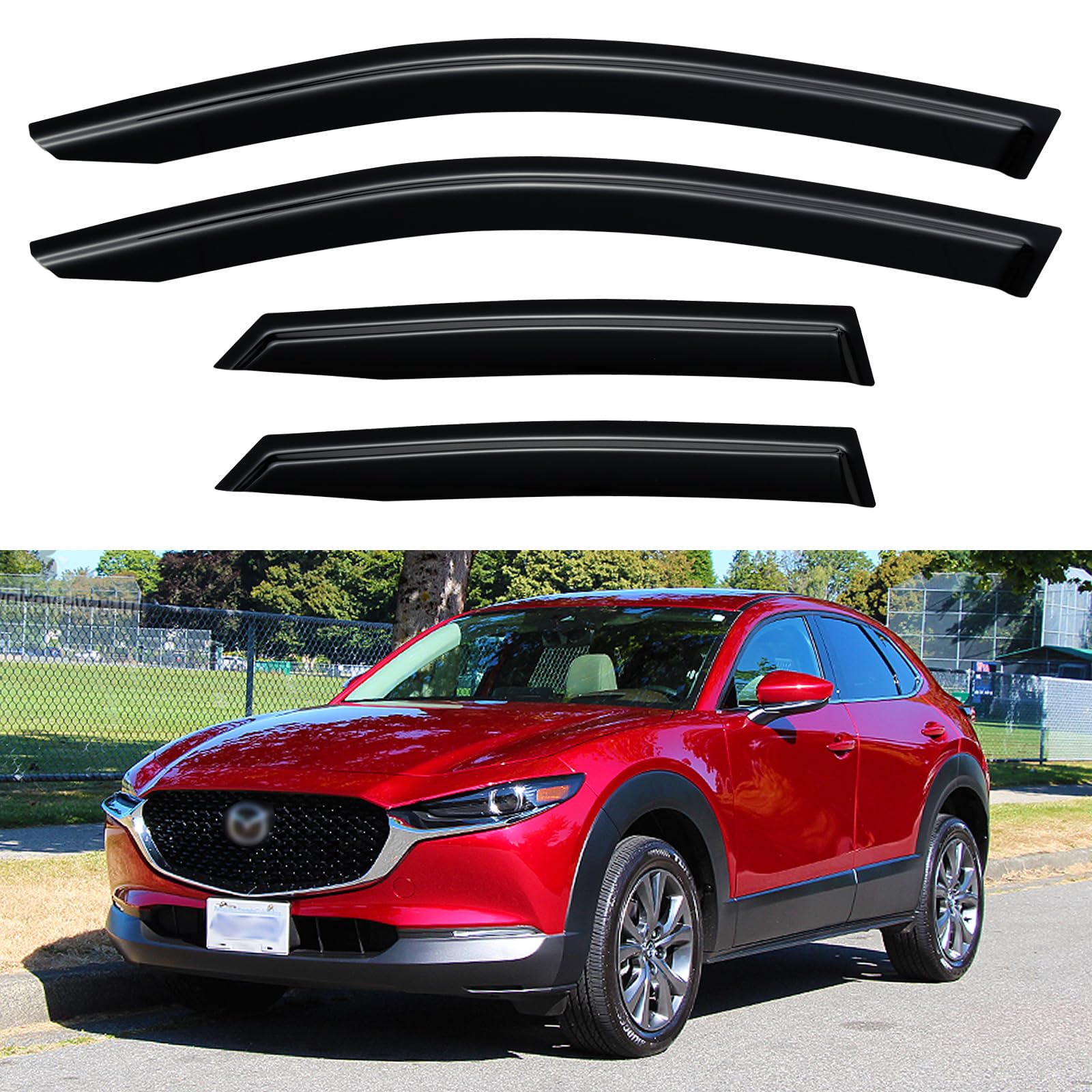 Window Visors Rain Guards for 2020-2026 Mazda CX30 CX-30 | Out-Channel Window Vent Wind Deflectors Visors Shades Protectors for 20-26 Mazda CX 30