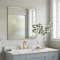Vista 16 de Espejo de baño plateado de 20 x 36 pulgadas, espejo sin cobre, marco de aleación de aluminio, espejo rectangular montado en la pared, espejo moderno