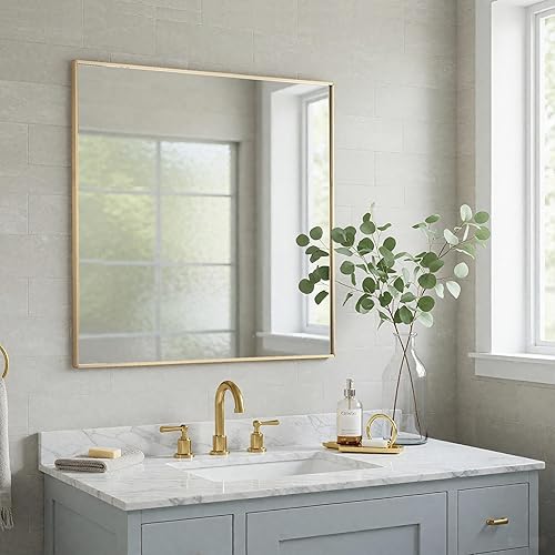 Miniatura 16 de Espejo de baño plateado de 20 x 36 pulgadas, espejo sin cobre, marco de aleación de aluminio, espejo rectangular montado en la pared, espejo moderno