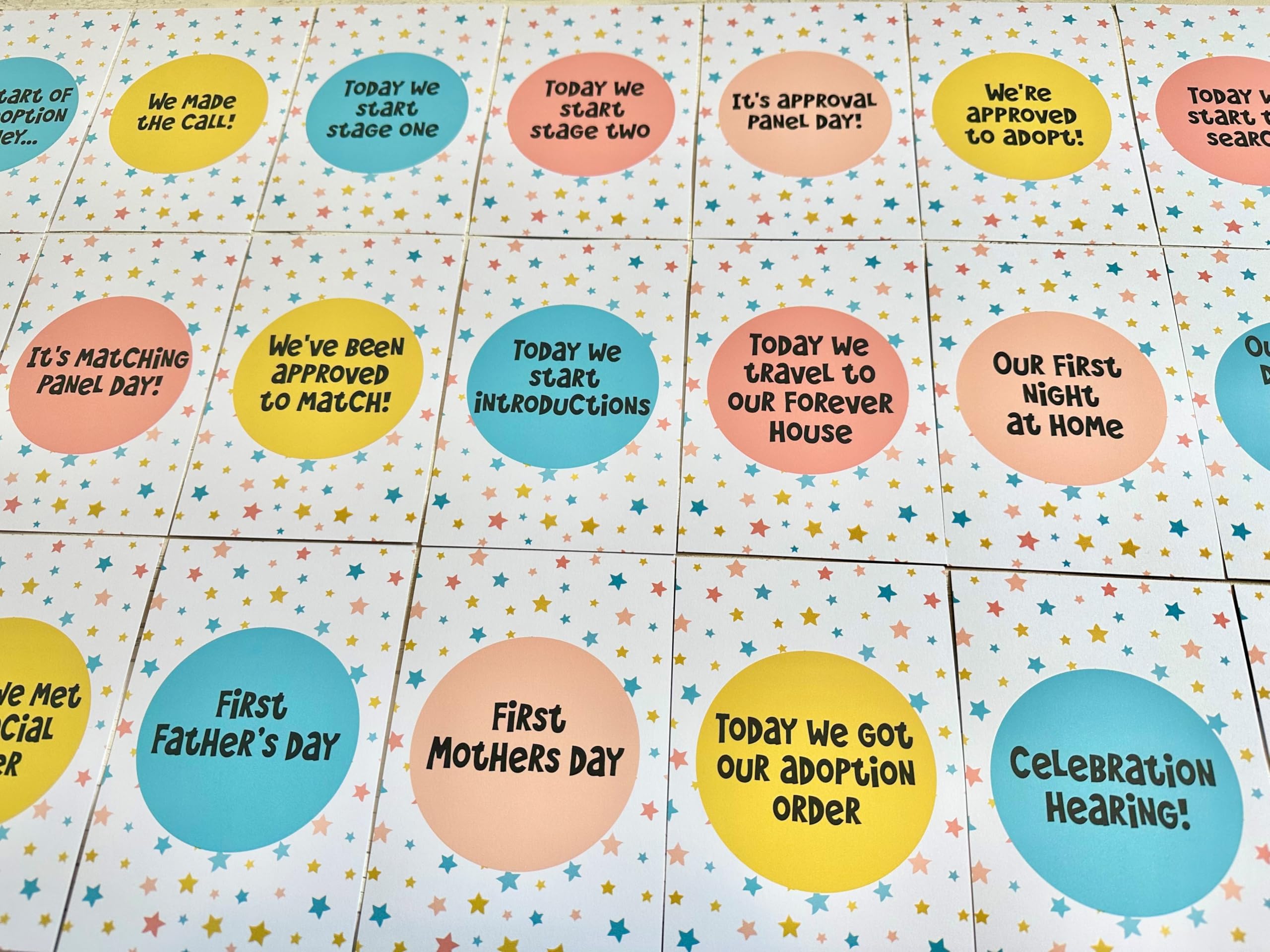 Adoption Journey Milestone Cards, Star Pattern Design, Adoption Journey Memory Keepsake, LGBTQ+, Solo Adoptive Parents