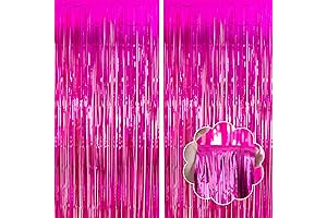 Hot Pink Fringe Curtains Backdrop Party Decorations