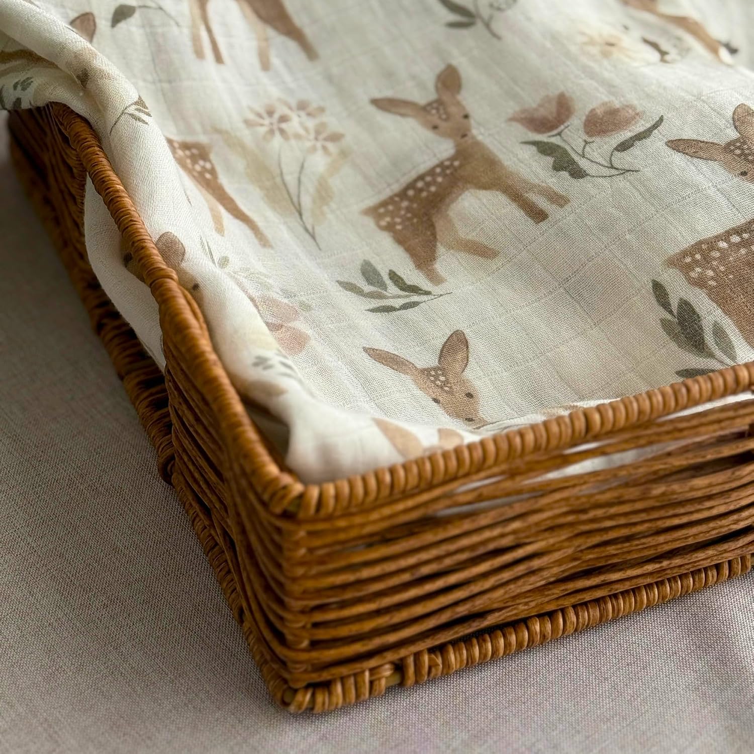 Ultra-Soft Organic Muslin Swaddle Blankets – 70% Viscose from Bamboo & 30% Cotton, 2-Pack – Gentle, Breathable, Lightweight, Soft Muslin – 47 x 47 inch, Soft Baby Wraps (Baby Deer&Meadow Magic)