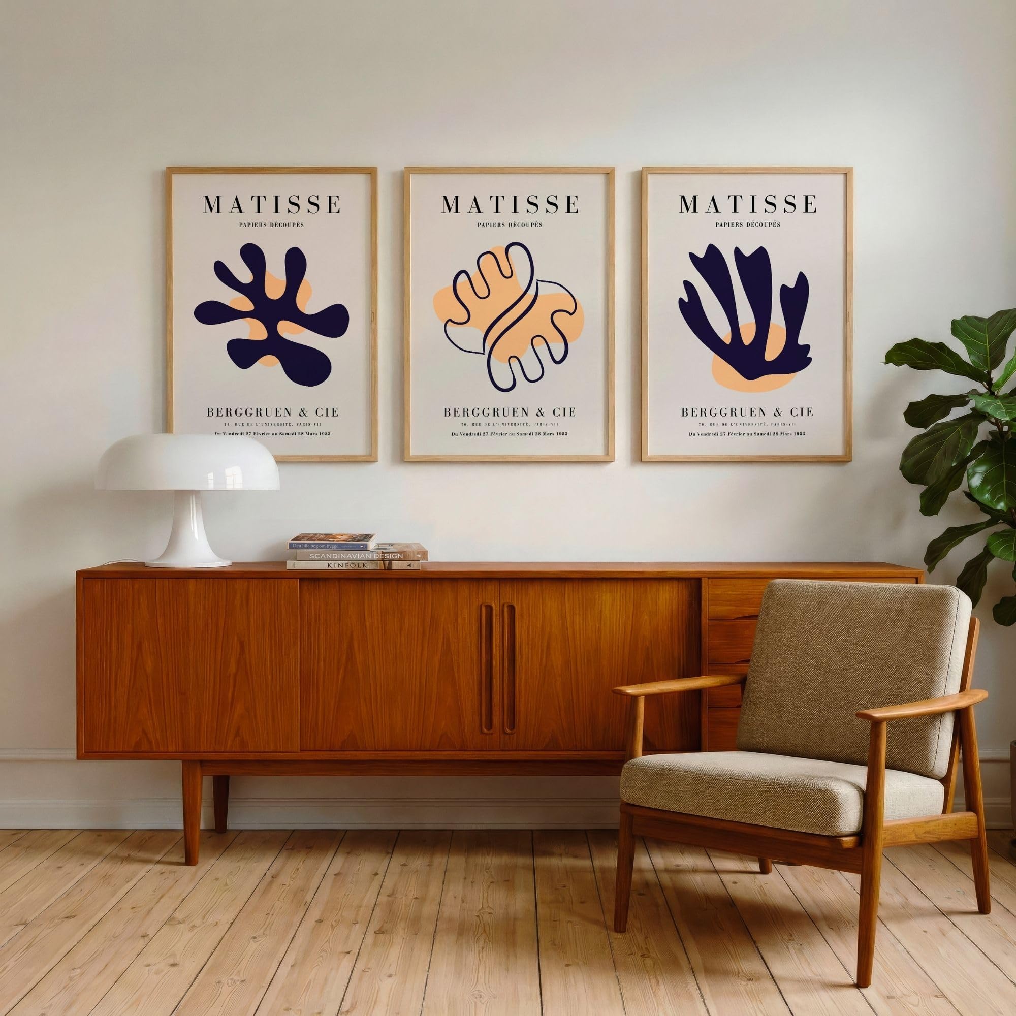 Matisse Lot de 3 posters muraux sans cadre Bleu Orange 40 x 50 cm