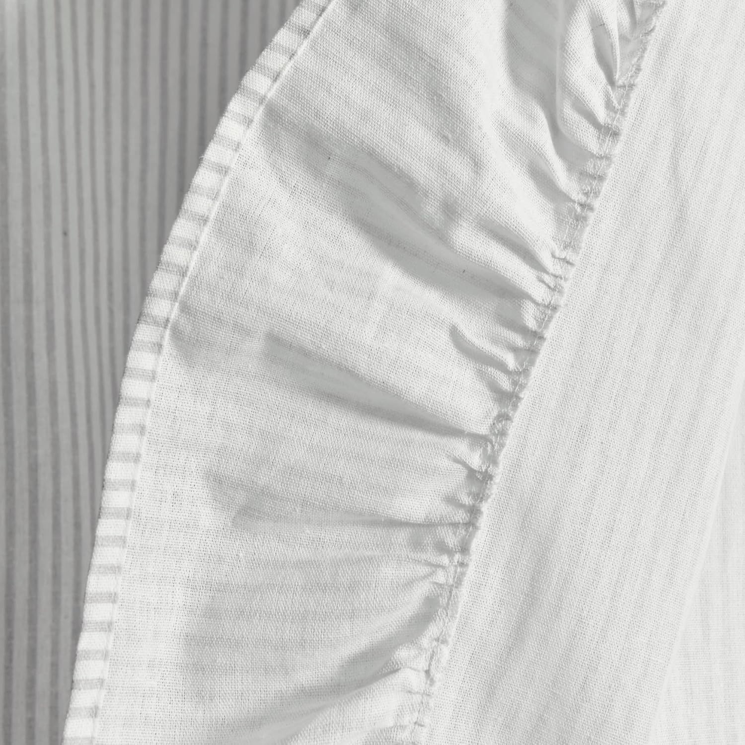 Lush Decor Farmhouse Reyna Ruffle Window Curtain Panel Pair, 52" W x 84" L, Light Gray