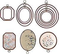 LLOUSSAK 10-Pack Imitation Wood Embroidery Hoops - Round Oval Octagonal Cross Stitch Frames for DIY Crafts Wall Decor (Various Sizes)