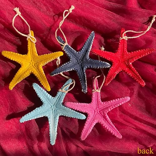 Miniatura 9 de YOKIOU 1 estrella de mar de resina artificial grande azul claro de 4.9 pulgadas colgante de estrella de pez estrella para manualidades, playa, lago,