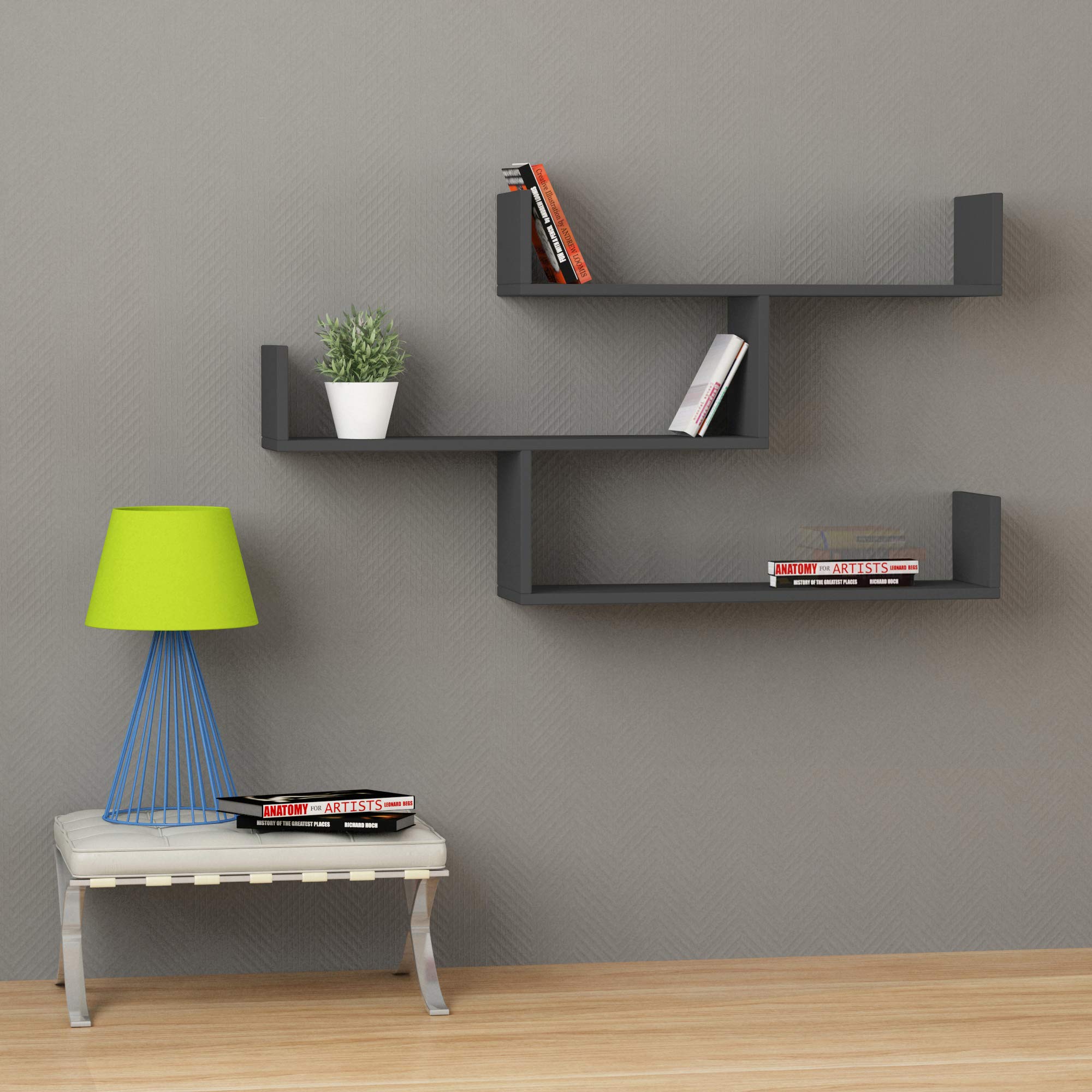 HOCUS PICUS 3 Tier Wall Shelf, Modern Design, Anthracite Grey โ image 1