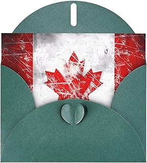 Dark Green Greeting Card Retro Canada Flag Printed for Festive Birthday Party Invitation