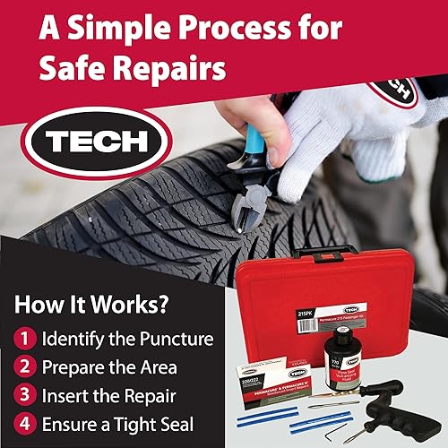 Miniatura 7 de TECH Permacure Passenger Tire Plug Kit – The Ideal Flat Tire Fix Kit for Passenger Cars, Light Trucks, SUVs, Trailers, ATVs, Golf Carts, Farm