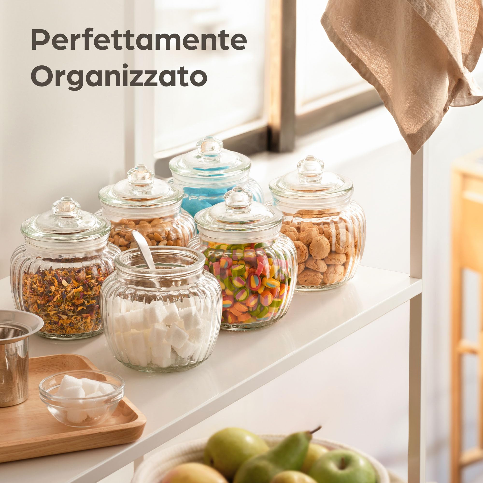 Star-Line -Set di barattoli in vetro a chiusura ermetica, capacità: 500 ml, contenitore per caramelle, ingredienti, spezie, 6 pezzi