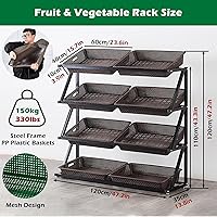 Vista 2 de Shelves 4/5 Tier Commercial Supermarket Fruit Rack Vegetable Shelf, Retail Display Rack, Large Capacity Snack Storage Basket for Pantry/Retail