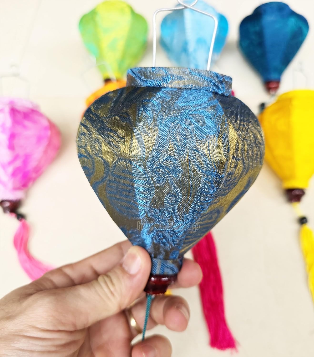 8 pcs Mini Silk Lanterns 10cm for Wedding Party Decor, Christmas Decor, Garden Party Decoration, Vietnamese Silk Lanterns