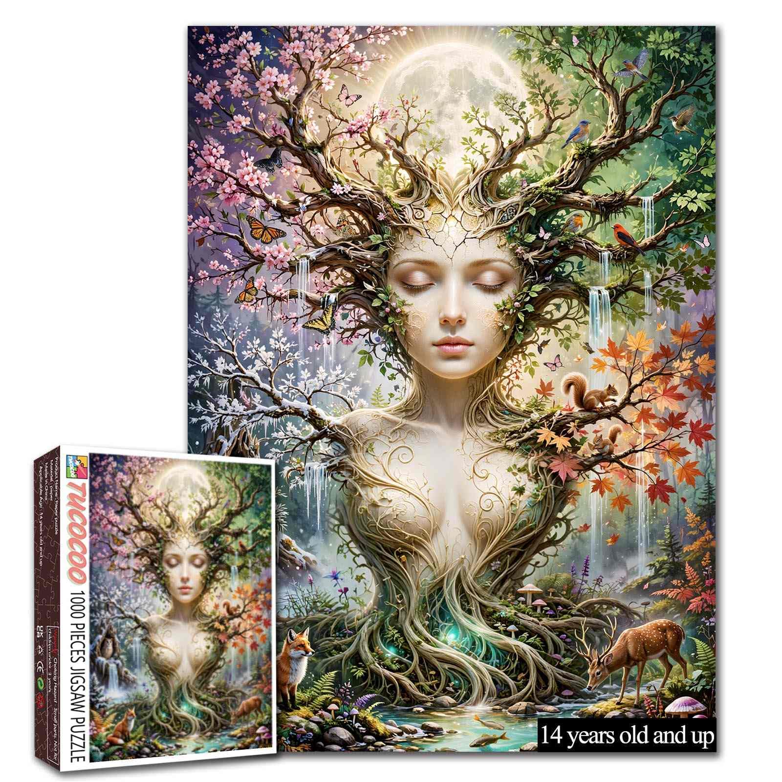 Mother Nature Four Seasons Tree of Life 1000 Piece Jigsaw Puzzle for Adults