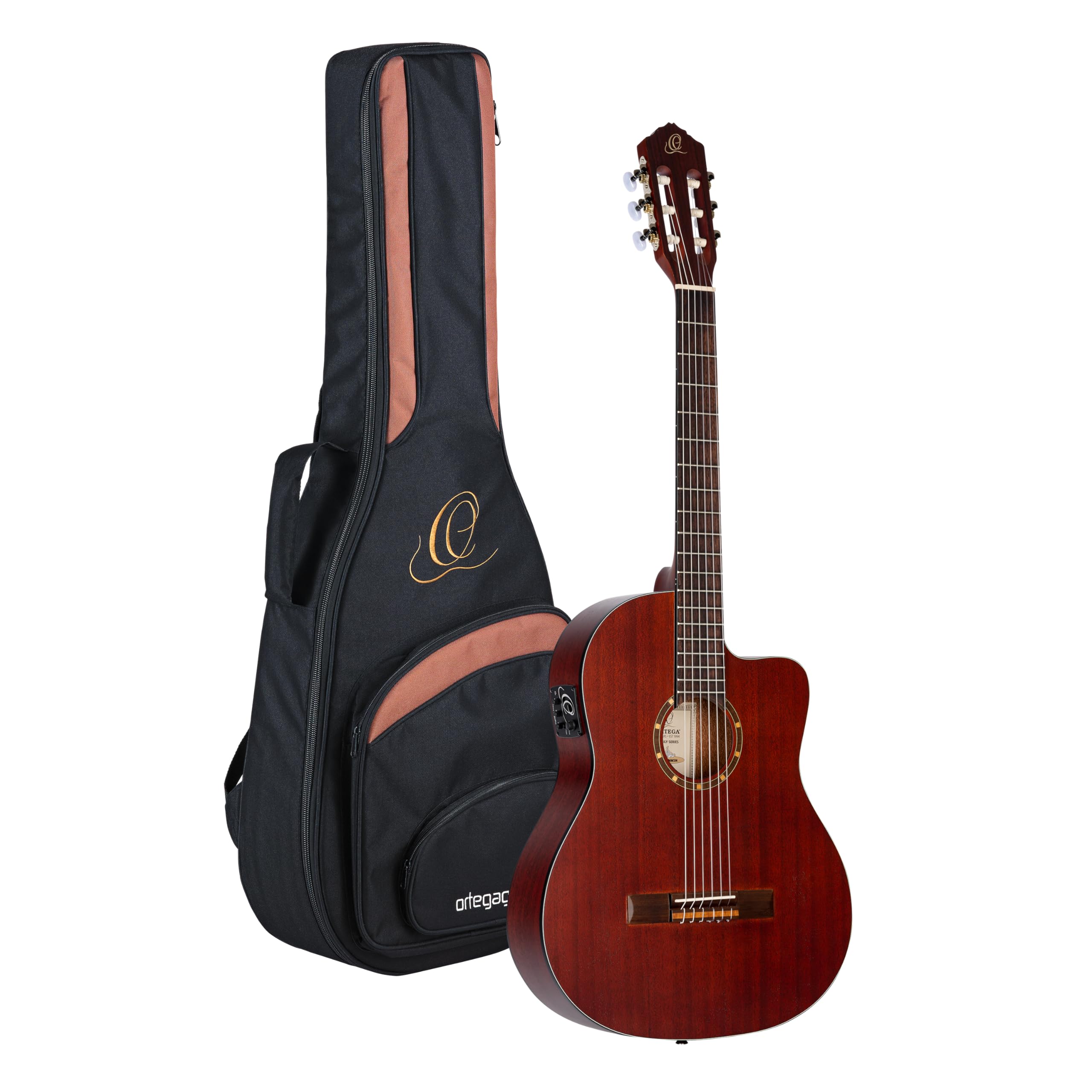 Ortega Guitars Chitarra Concerto Thinline Elettro-acustica - Serie Family - Slim Neck - include Gig Bag - Mogano (RCE125MMSN)
