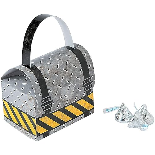 Fun Express Construction Tool Box Loot Boxes - Fun Party Favors for Construction-Themed Birthday Parties Celebrations and Events - Perfect for Kids’ Goodie Bags & Creative Gifts - 12 Pieces