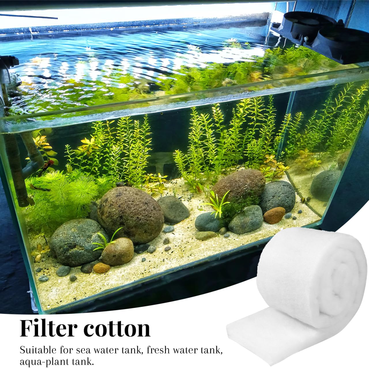 Hemobllo Aquarium-Filterpad – Dicke Baumwoll-Filtermatte 200 Cm X 12 Cm, Wiederverwendbar, Für Süß-/Meerwasser-Aquarien