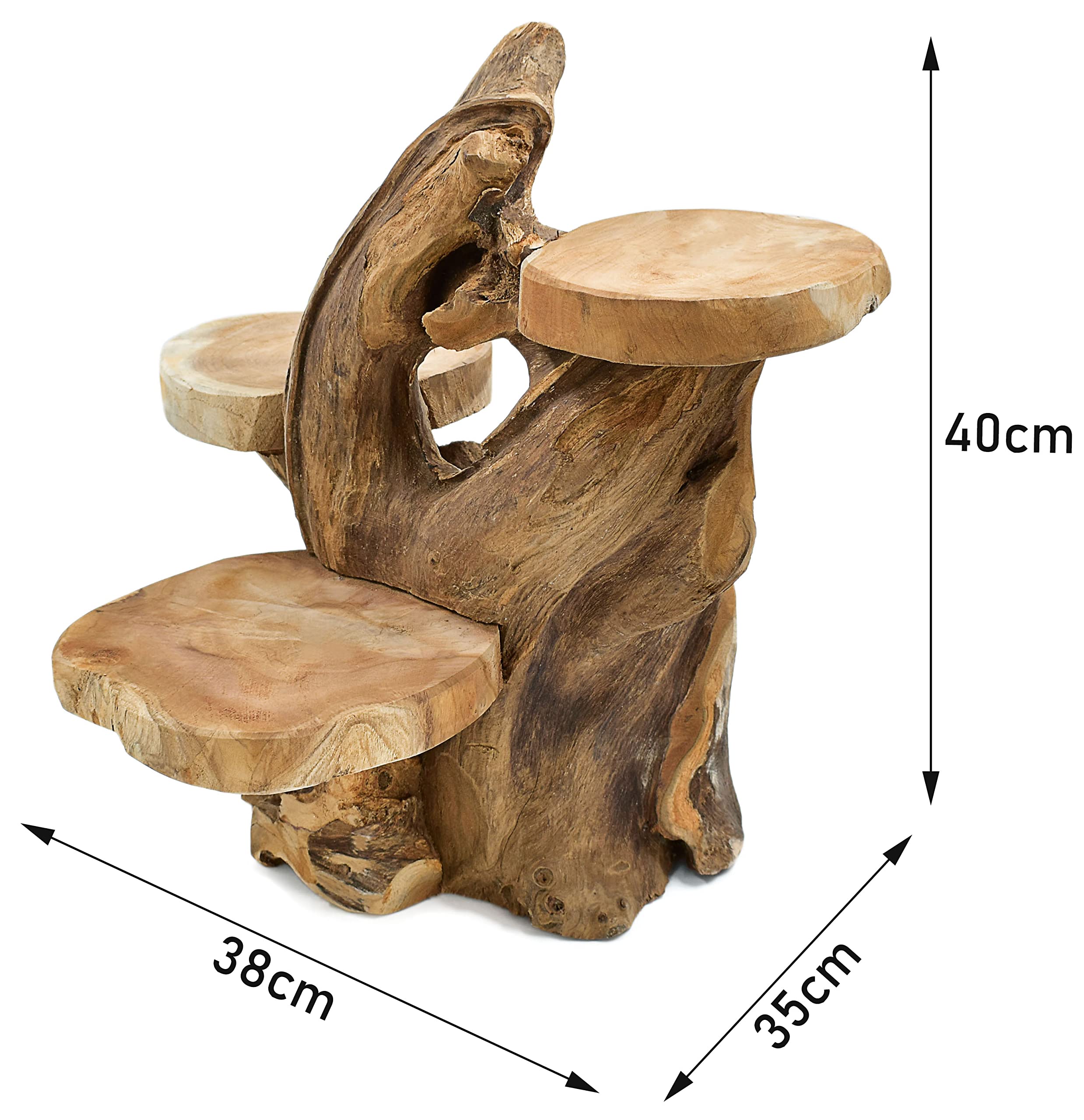 Teak Blumenständer mit 3 Ablagen Blumenpodest Pflanzentreppe Blumenregal Ständer Blumenhocker Massiv Holz Podest Regal