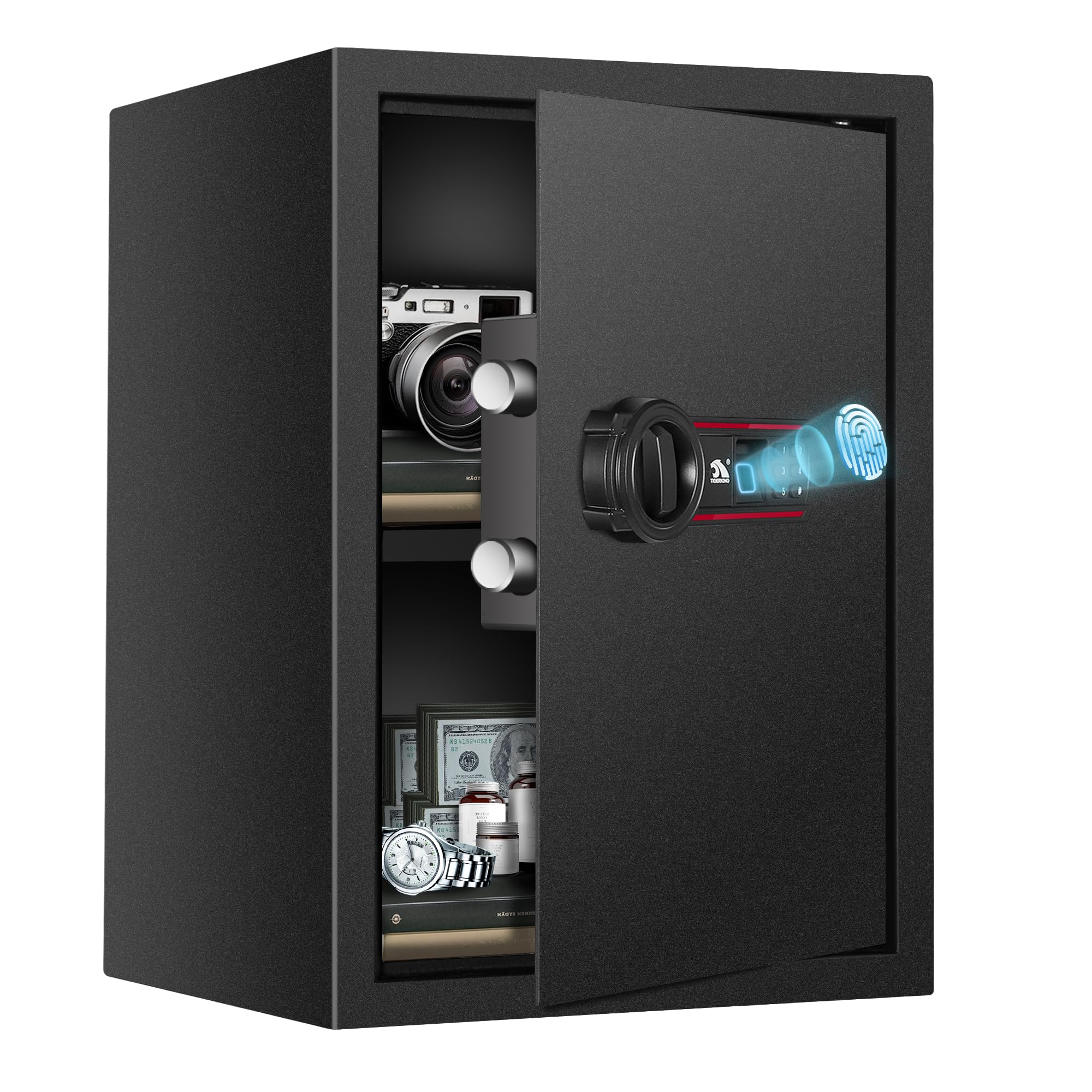 Photo 1 of TIGERKING Biometric Fingerprint Safe Box, 1.8 Cubic Feet Digital Keypad Security Money Safes Lock Box, Quick-Access Smart Biometric Home Safe for Home Hotel Office Cash Jewelry Documents 50SPFR