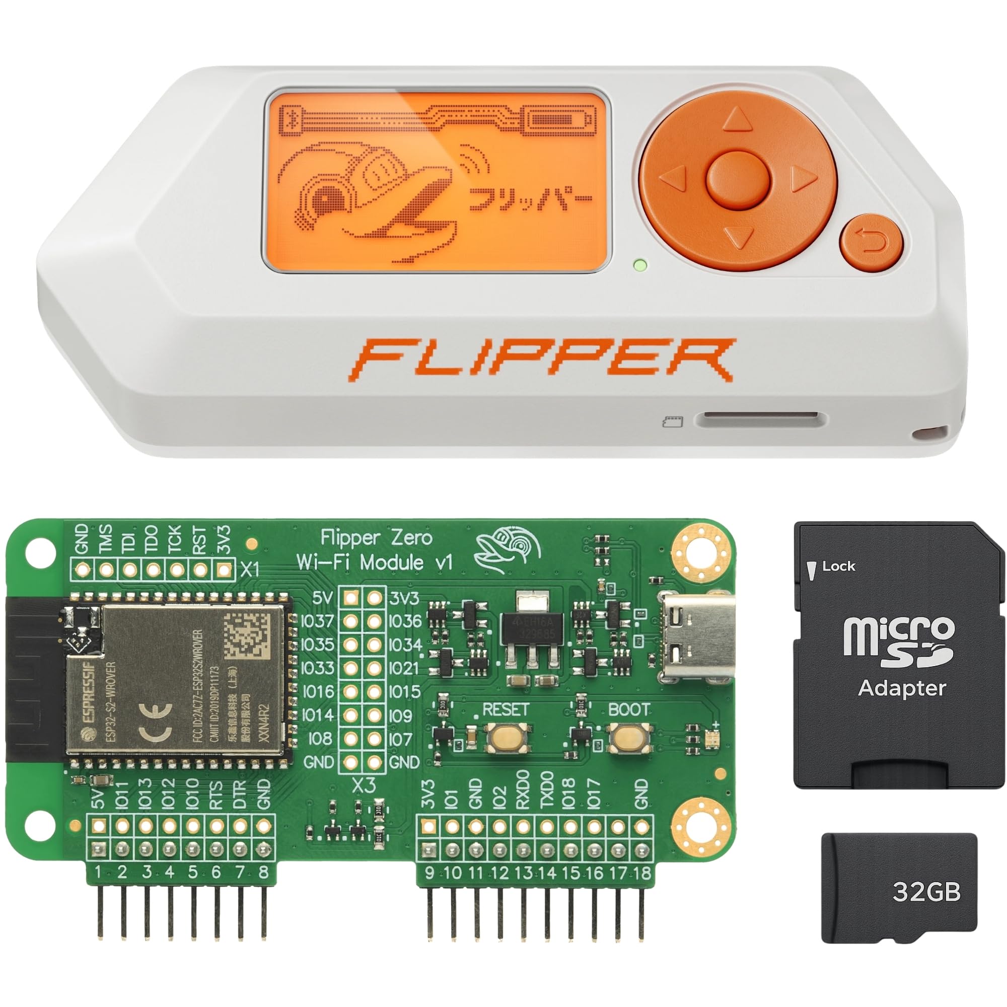 Flipper Zero WiFi Kit - Flipper Zero | WiFi Devboard | MicroSD-Karte mit 32 GB | Tragbares Multifunktionsgerät für Technikbegeisterte