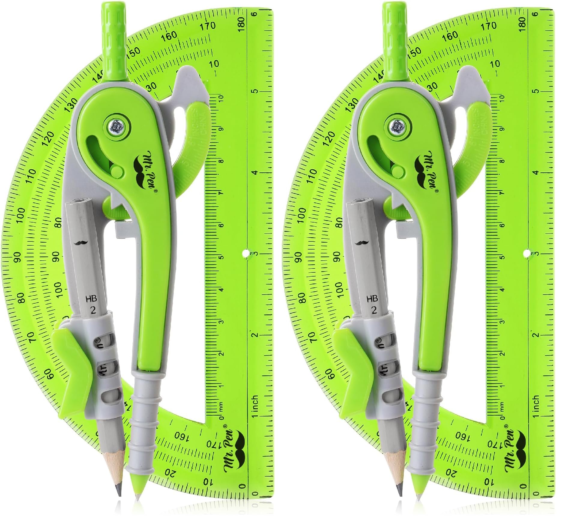 Mr. Pen- Compass and Protractor Set, Math Compass for Geometry and Drawing (Pack of 2)