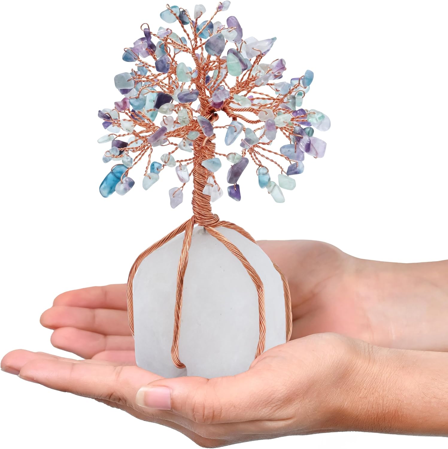 Clear Quartz Tree Crystal Tree of Life Gemstone Chakra Geode Agate Slice Base Feng Shui Decor Gift Money Tree Bonsai - Healing Crystal Spiritual Gift