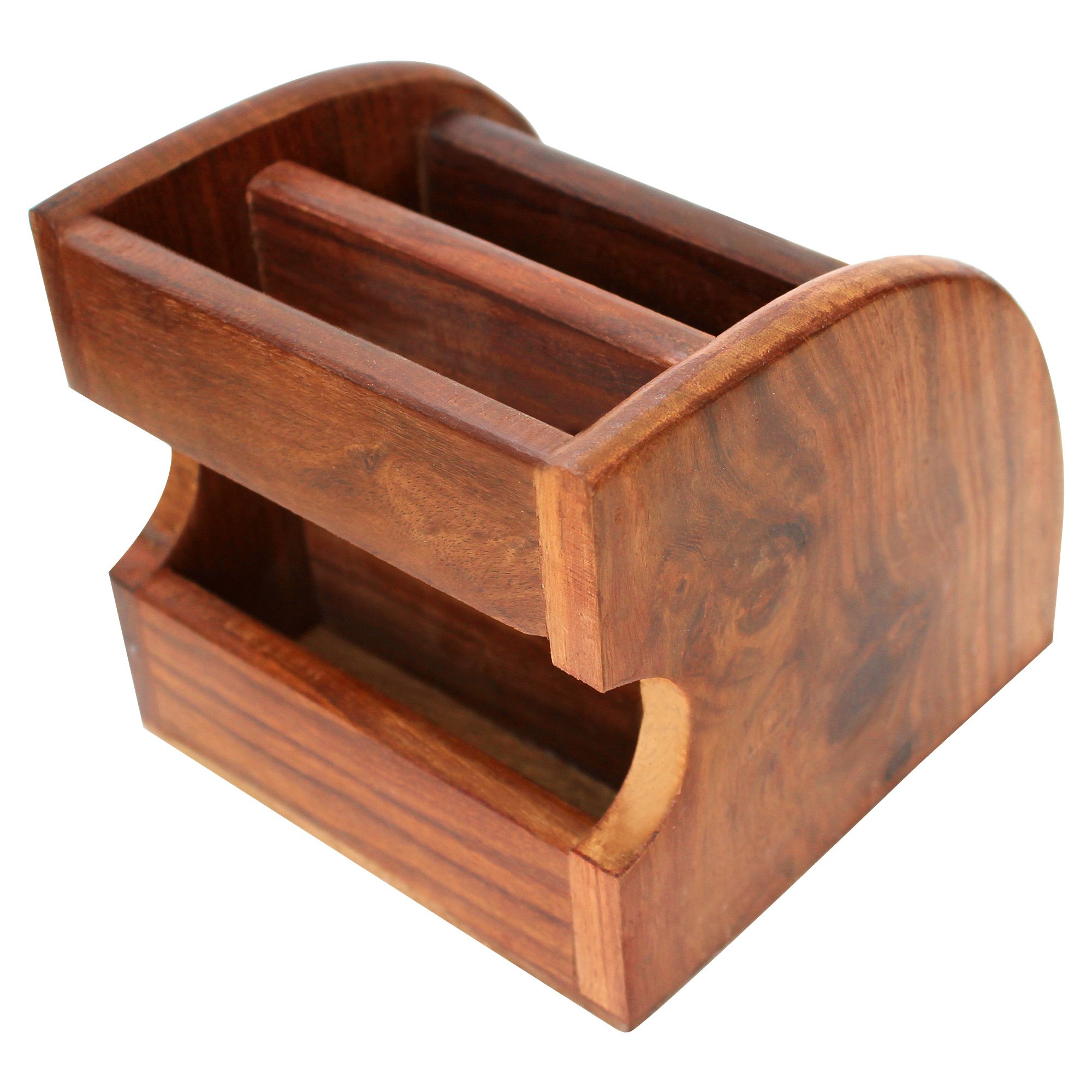 ITOS365 Wooden Mobile Holder for Table | Multi-Functional Desk Organizer with Pen Stand & Remote Holder | Wooden Stand for Office Desk Accessories | Mobile Stand & Storage Organizer 1