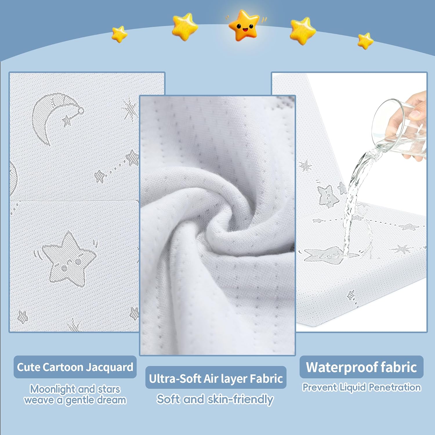 Trifold Pack and Play Mattress 38’’x26’’x3’’ Portable Pack N Play Mattresses with Washable Cover Waterproof Travel Crib Mattress for Baby and Toddler