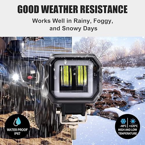 Miniatura 6 de 2 focos LED para motocicleta con interruptor de 12 V 24 V, luz antiniebla cuadrada blanca, ojos de ángel, luces LED, anillo de halo, luz