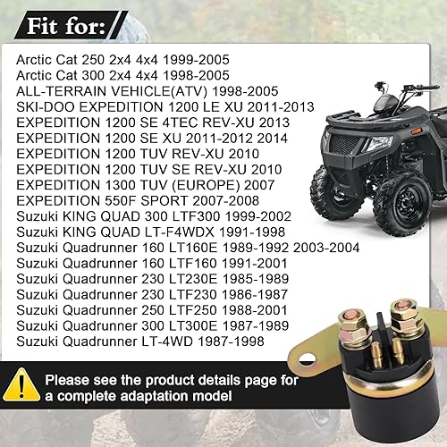 Miniatura 7 de SOLLON Relé solenoide de arranque para Suzuki King Quad 300 LTF300 LT-F300 1999-2002 King Quad LT-F4WDX 1991-1998 Quadrunner 160 230 250 LT4WD