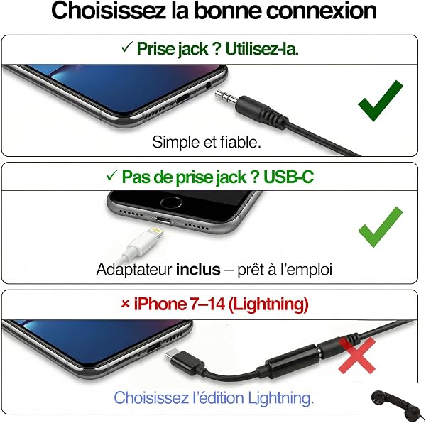 Opis Technology 60s Micro – Combiné Téléphone Portable Rétro pour Smartphone (USB-C + Jack 3,5 mm) – Compatible iPhone 15+, Android, PC – Adaptateur Inclus (Noir) - 4
