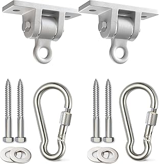 Jungle Gym Kingdom Swing Set Hangers - 2 Heavy Duty Brackets with Locking Snap Hooks for Porch, Patio, Playground - Indoor/Outdoor Hardware & Accessories