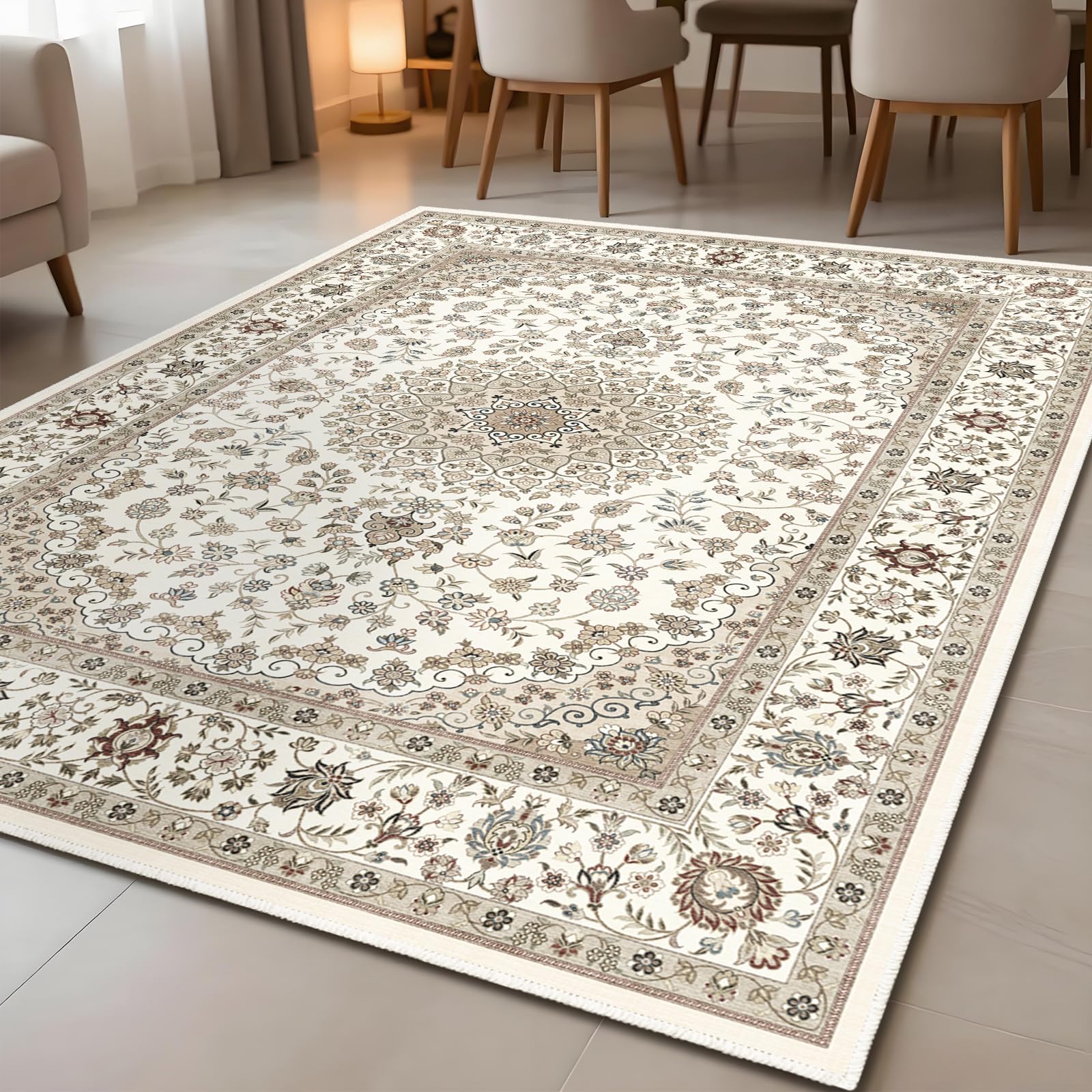 Amazon | FORTSEA 洗える ラグマット 200×250cm 3畳 ペルシャ風 花柄
