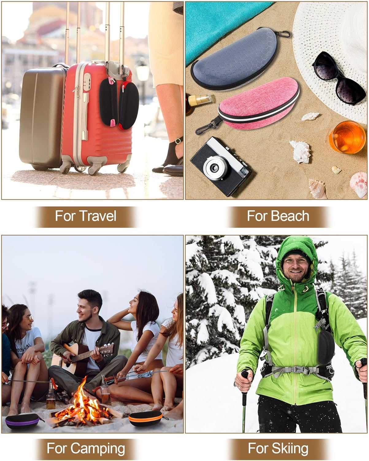 Leumoi Hard Sunglasses Case Bulk EVA Portable Travel Zipper Eyeglasses Case with Plastic Hook for Men Women Safety Goggles - Image 7