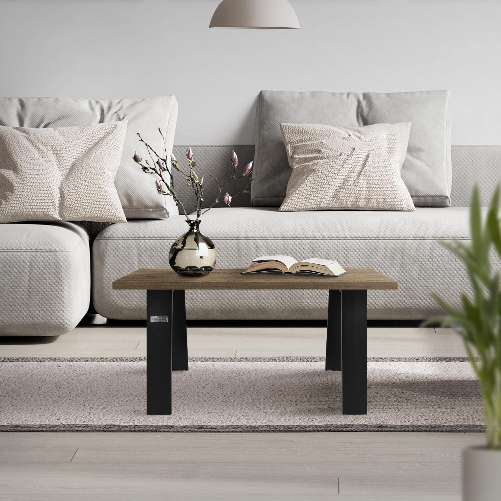ML-Design Jeu 2X Pieds de Table Loft 44x42 cm, Noir, Profil 8x2 cm, Acier, Design Industriel, Forme en U, Piètement de Table Métal Scandic, Profilés Carrés, Patins de Meuble, Table Basse, Banquette