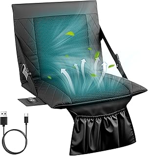 Cooling Stadium Seat with Back Support Bleacher Chair, Cooling Car Seat Cover with Fan, USB Plug, 3-Speed Cooling, Breathable Mesh for Outdoor & Travel, Fathers Day Dad Gifts from Daughter Son
