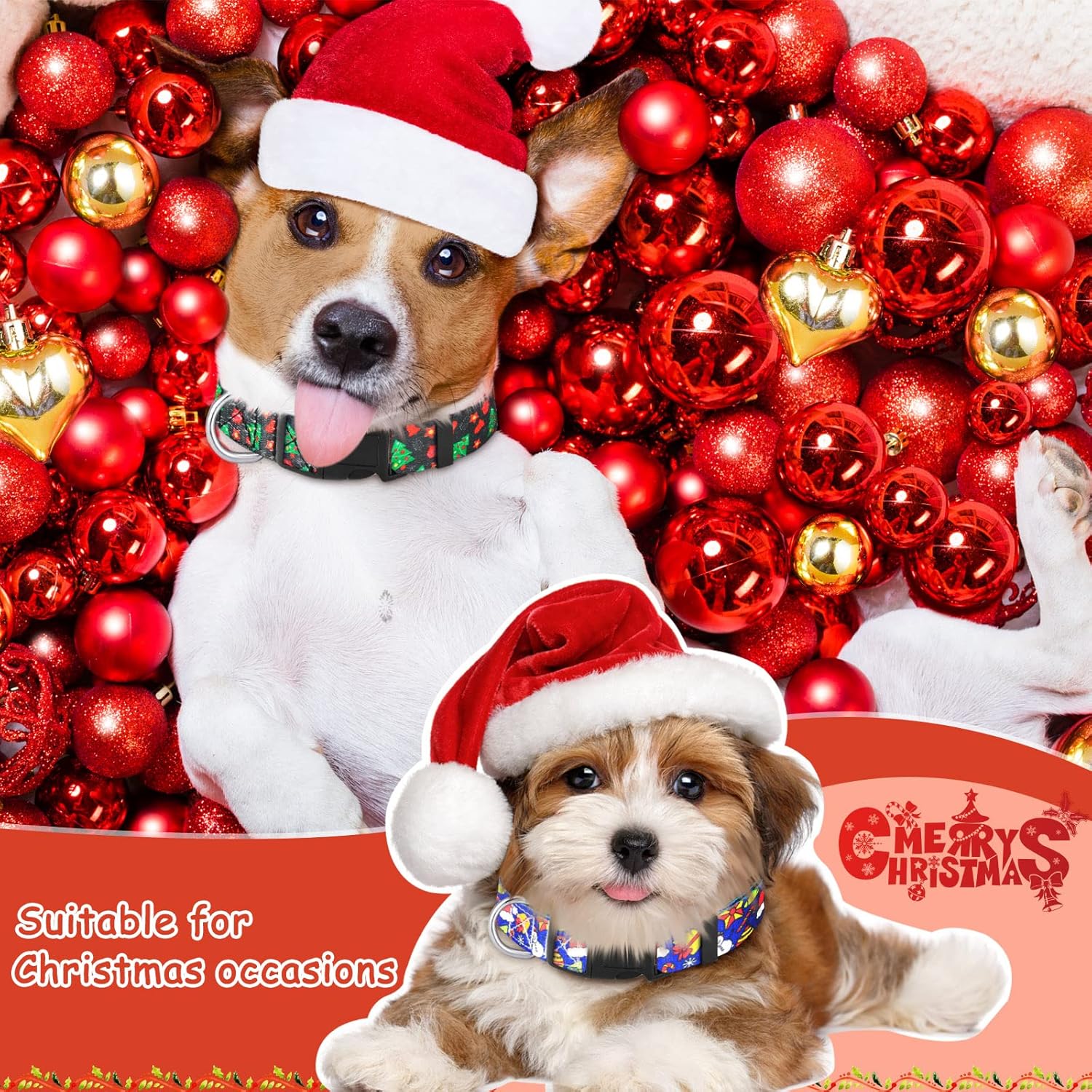 6 Pcs Christmas Dog Collars Holiday Pet Collars Funny Puppy Collars Adjustable Dog Collars Comfortable Basic Dog Collars with Plastic Buckle for Small Medium Large Puppy Dogs Pets (Small) : Pet Supplies