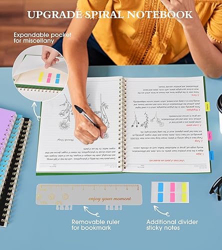 Miniatura 5 de Cuaderno de espiral de 8.5 x 11 pulgadas, cuadernos grandes A4 para mujeres y hombres, diario rayado universitario, papel de 3.53 ozm, diarios