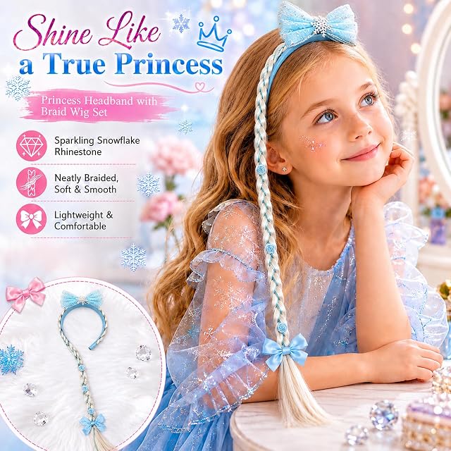 Foto 7 de 7 de ZHITENG 2 Piezas Peluca de Princesa Rapunzel, Diademas de Princesa de Copo