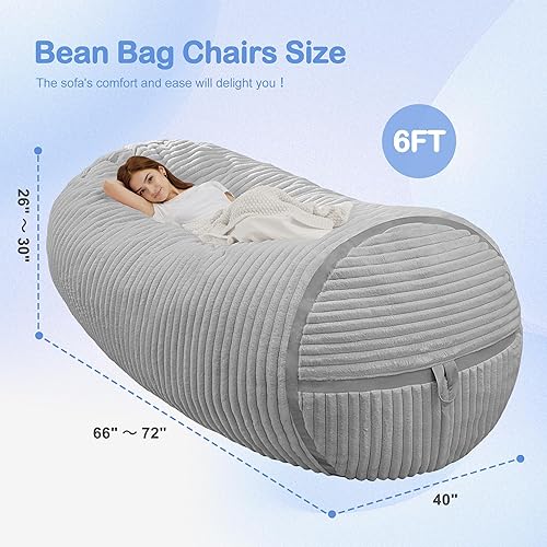 Miniatura 209 de HABUTWAY Puf gigante de 2 pies para adultos, con relleno de espuma viscoelástica, puf grande con funda de terciopelo holandés extraíble para sala de