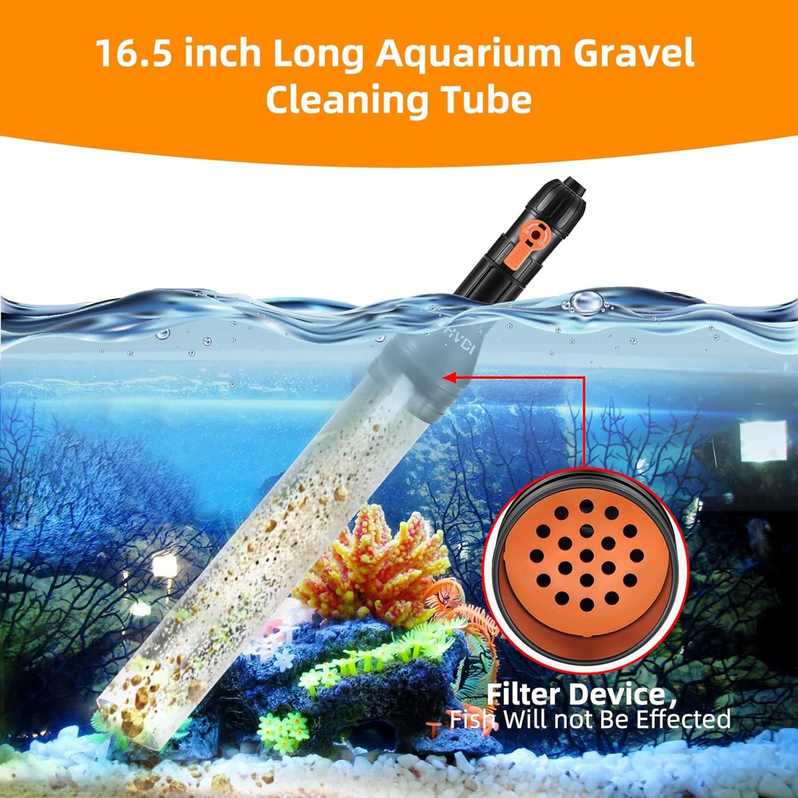 Kiessauger for Aquarien, Siphon, Aquarium-Wasserwechsler Mit DREI Wasserhahnadaptern Aus Metall Und Langen Schlauchfüßen