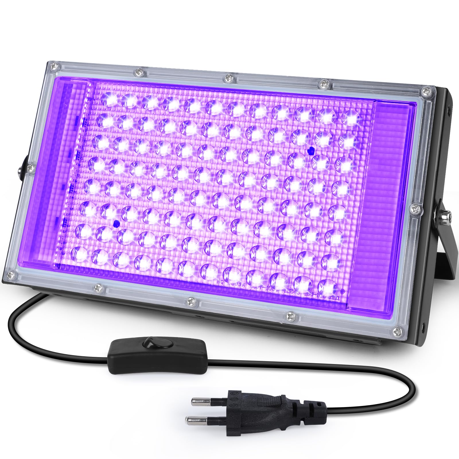 Projecteur Lumière Noire UV LED 100W, Étanche IP66 avec Prise Standard Européenne, pour Halloween, Fête Fluorescente, Décoration de Scène et d'Aquarium