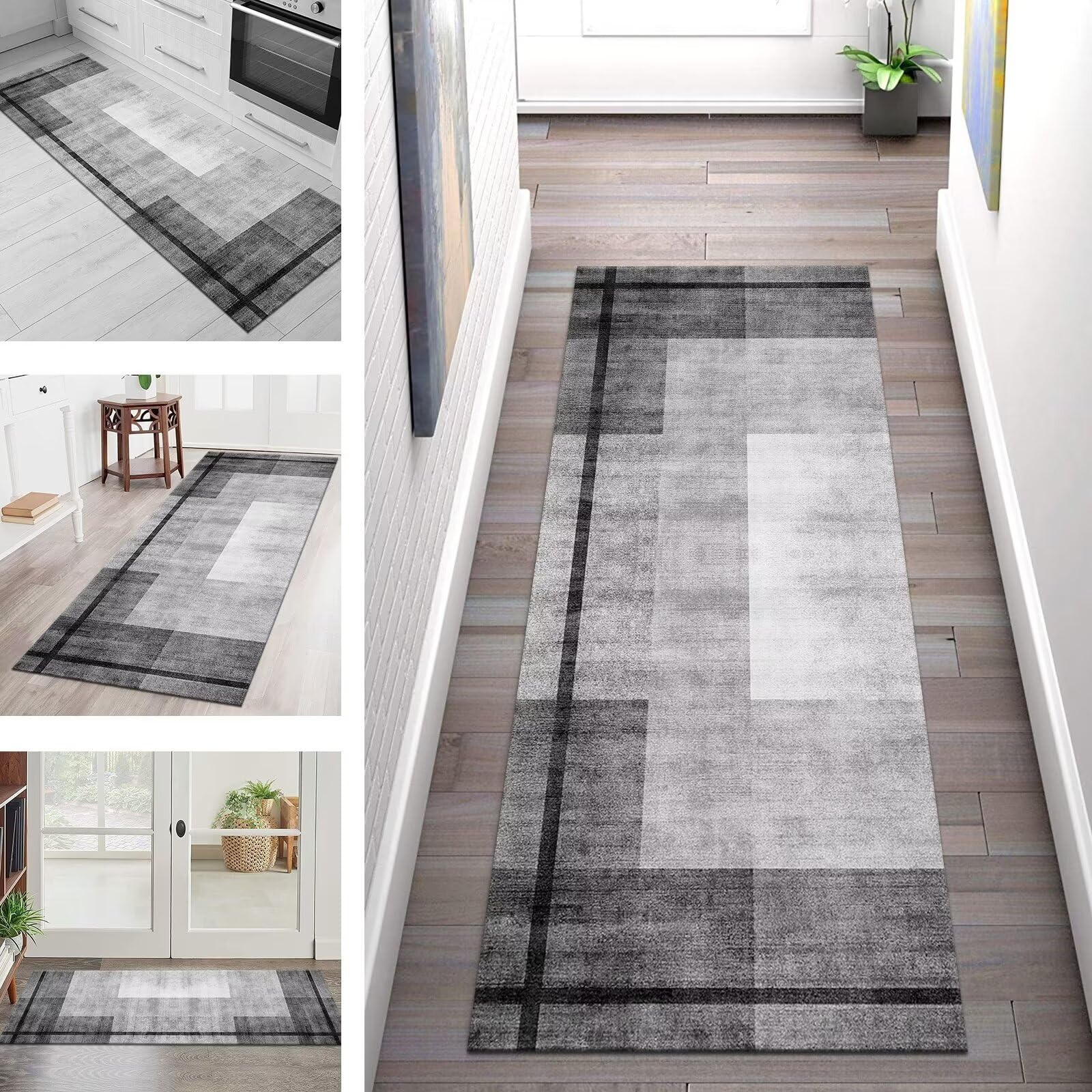 Tapis de couloir au design abstrait élégant en polyester