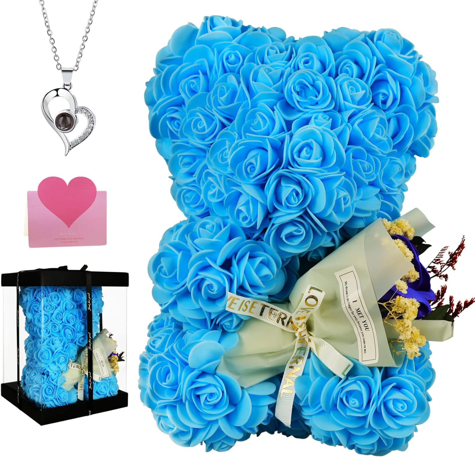 blue Rose Flower Bear
