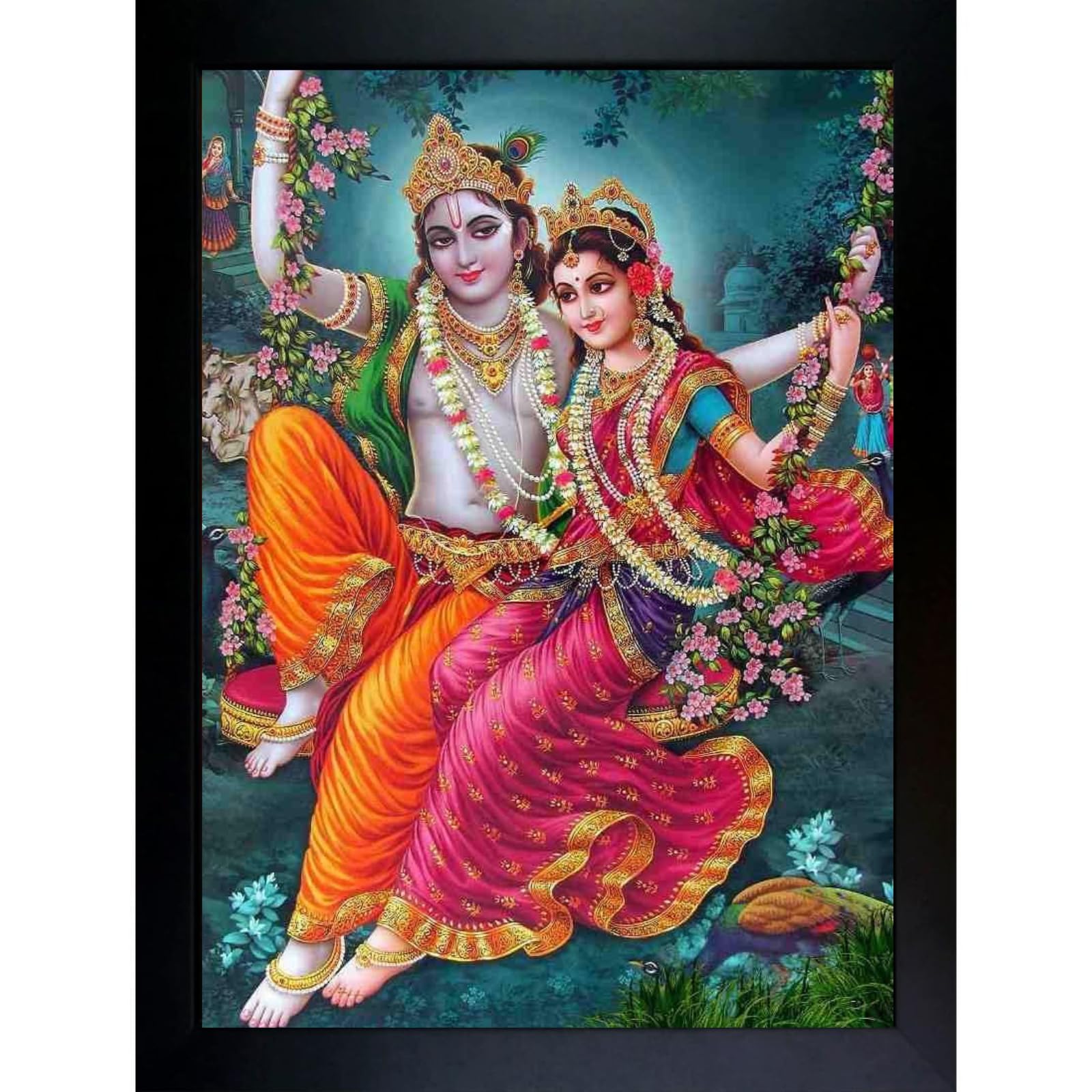 Great More Radha Krishna Photo Frames, Wall Decor Painting for Living Room, Bedroom, Lobby, Office, Temple, Black Frame, 8x12 inches (20x30 cm) (RADHA KRISHNA 4, 8x12) (B0D7CYHW1Z) Amazon Price History, Amazon Price Tracker